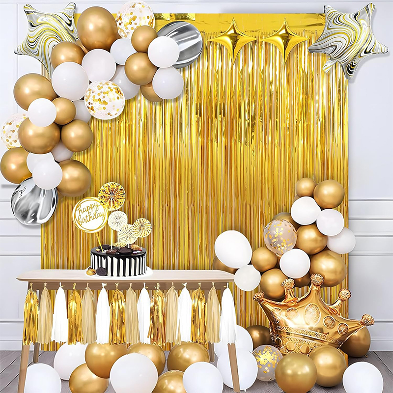 Tinsel Garland Decoration - 2M Glitter Gold Tinsel Fringe Foil