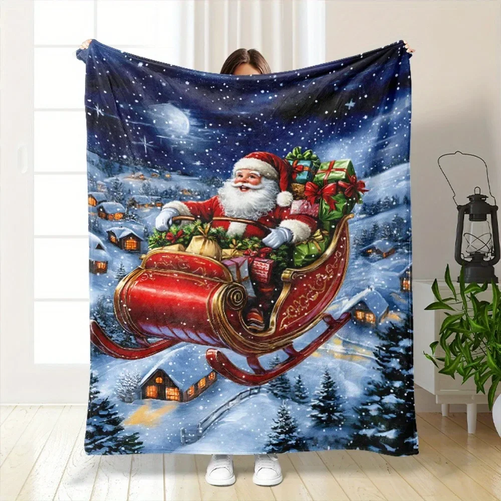 Christmas Throw Blanket - Santas Sleigh GiftFilled Winter Wonderland Christmas