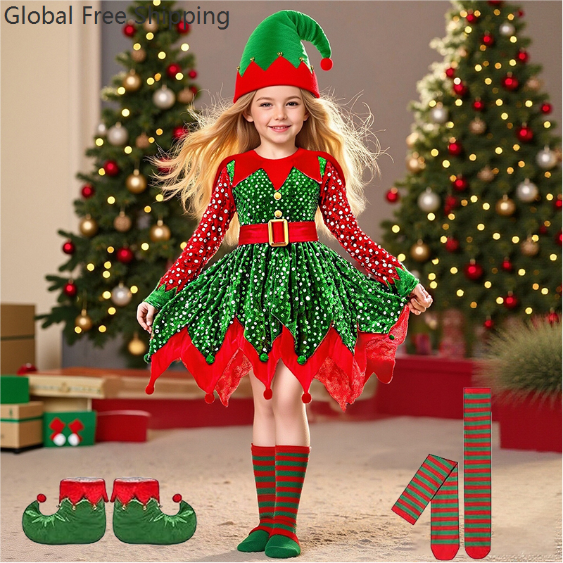 Girls Christmas Costume Set Sa - Elf Costume Christmas review and price