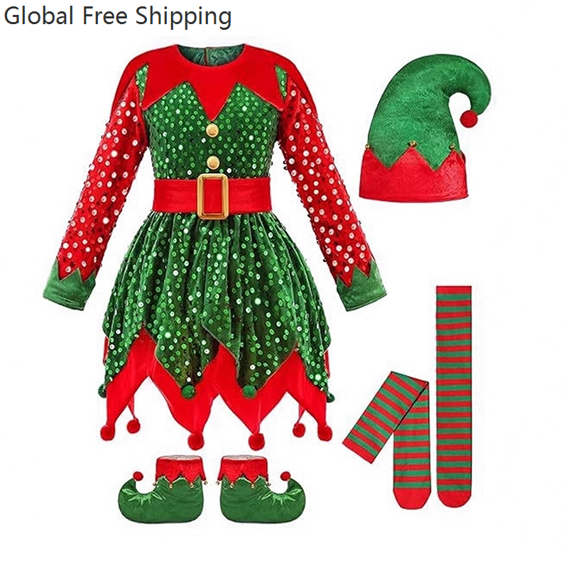 Girls Christmas Costume Set Sa - Elf Costume Christmas review and price
