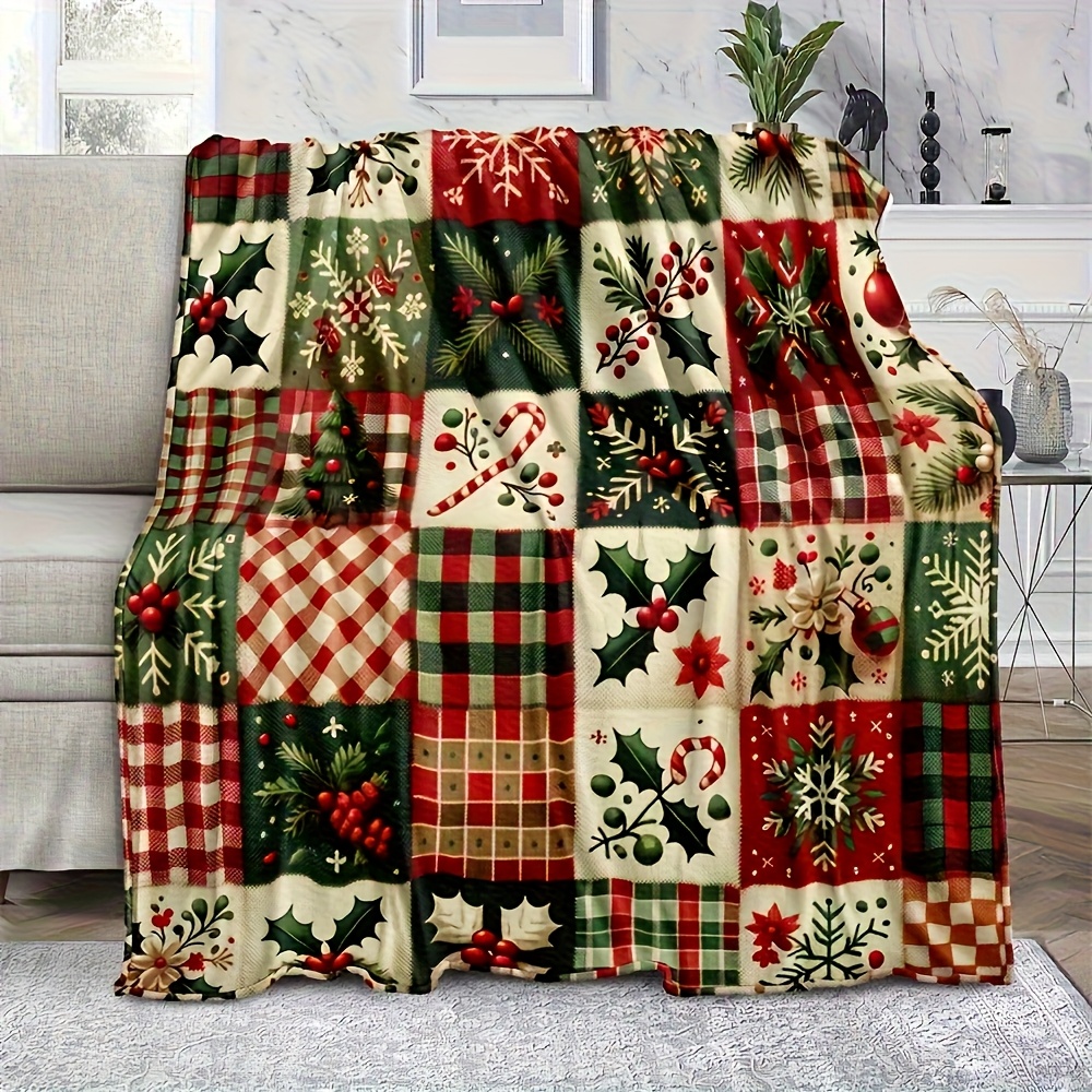 Festive Patchwork Throw Blanke - Christmas Throw Blanket review and price