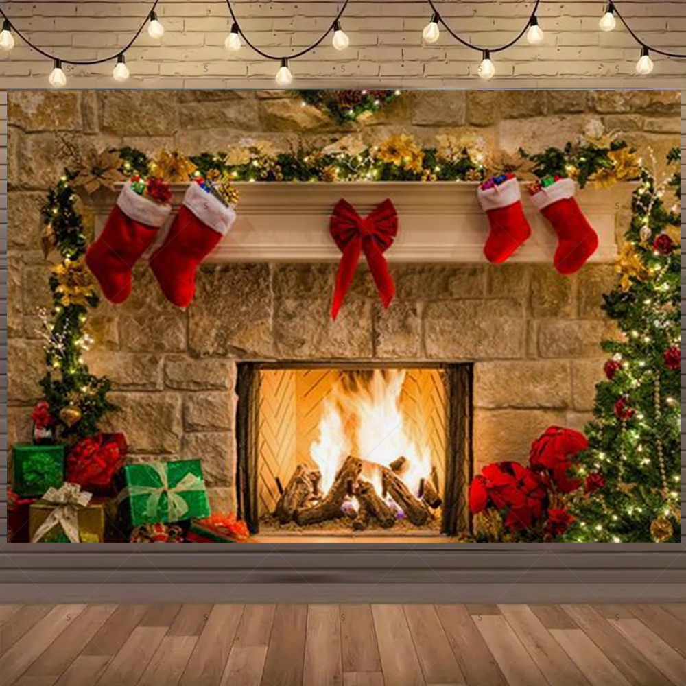 Christmas Photography Backdrop - Christmas Stocking Hanging review and price