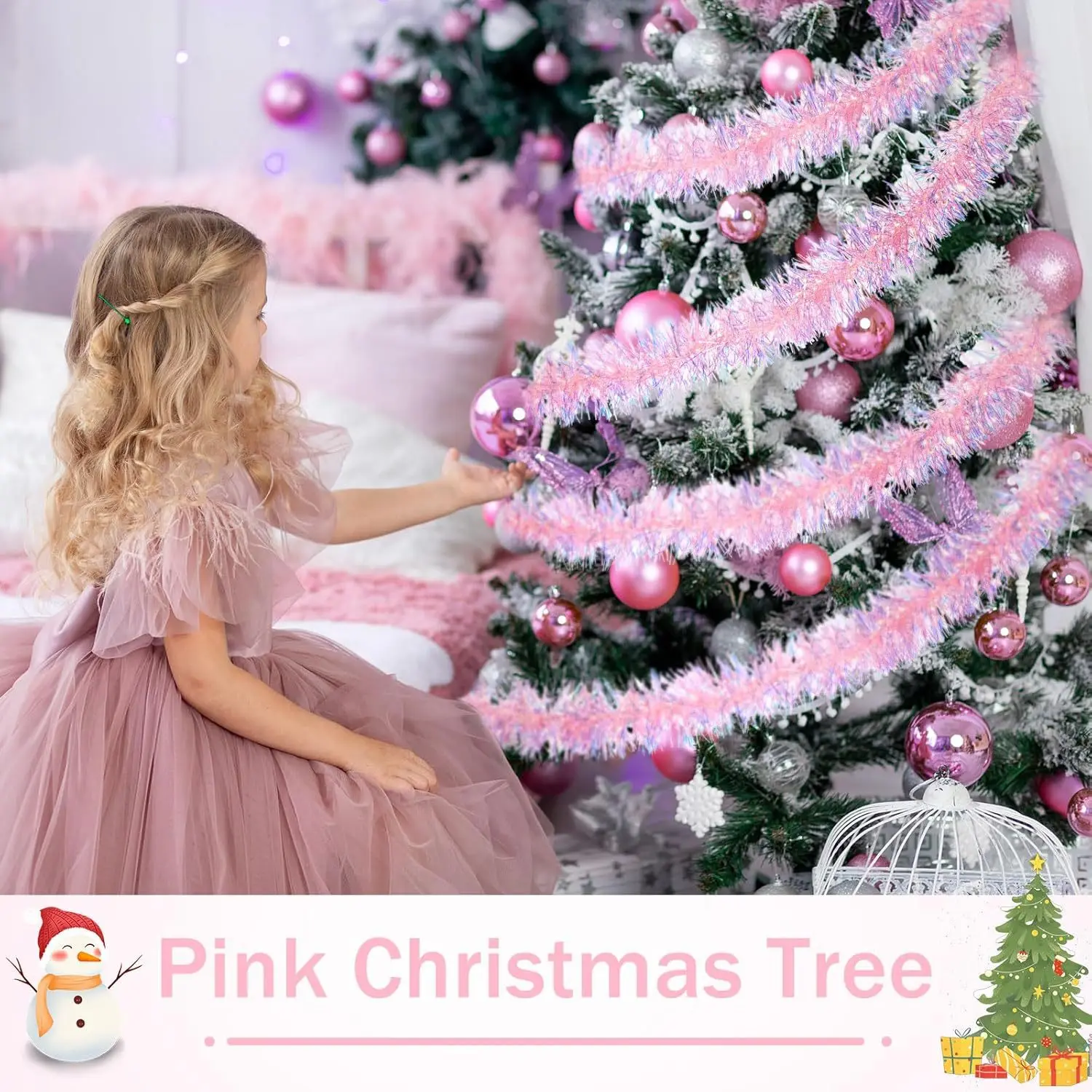 1-10PCS Pink Tinsel Garland Sh - Tinsel Garland Decoration review and price