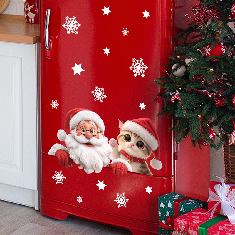 Kitten Santa Claus Window Stic - Snowflake Window Decal review and price