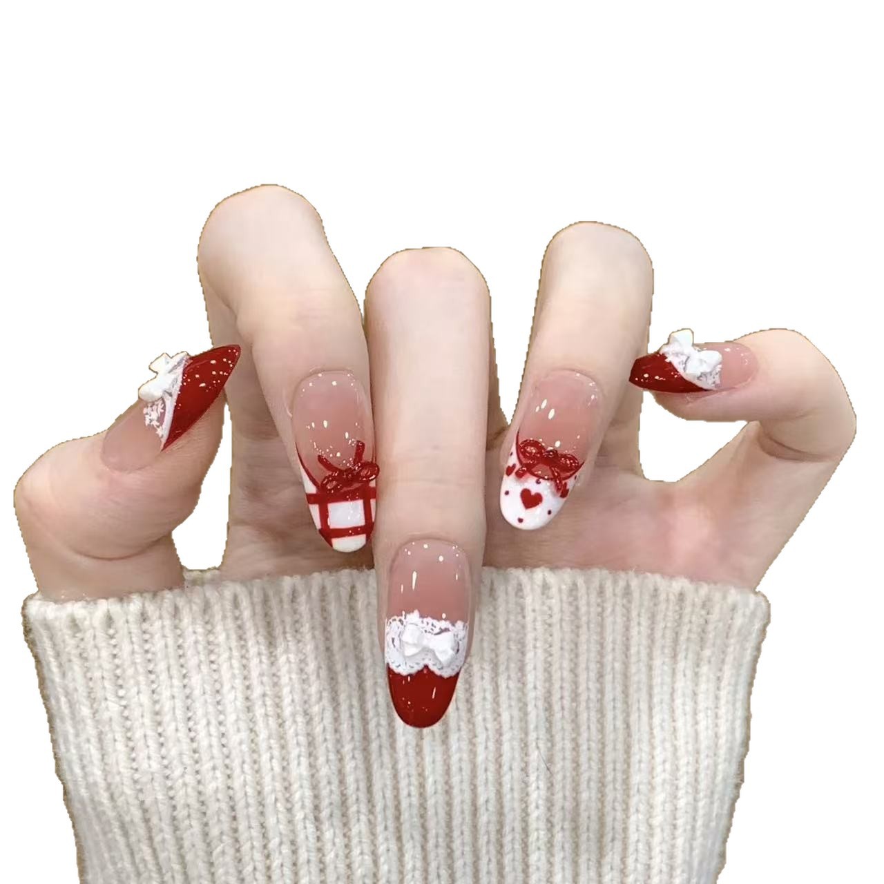 10pcs Handmade Press on Nails  - Christmas Throw Blanket review and price
