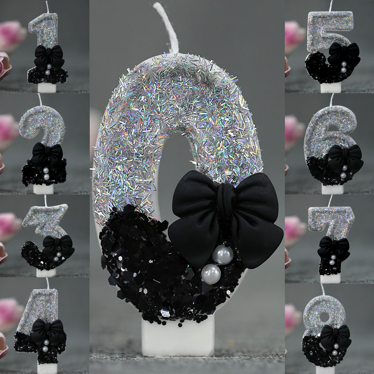 Midnight Bow & Pearl 0-9 Numbe - Holiday Candle Set review and price