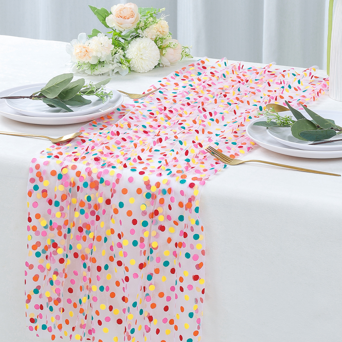 Colorful Dot Gauze Table Runne - Christmas Table Runner review and price