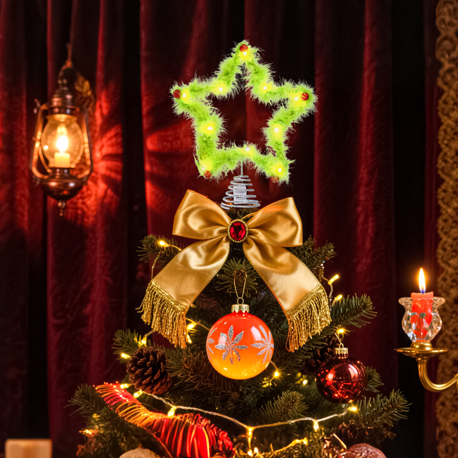 Christmas Fuzzy Grinch Star Tr - Star Tree Topper review and price